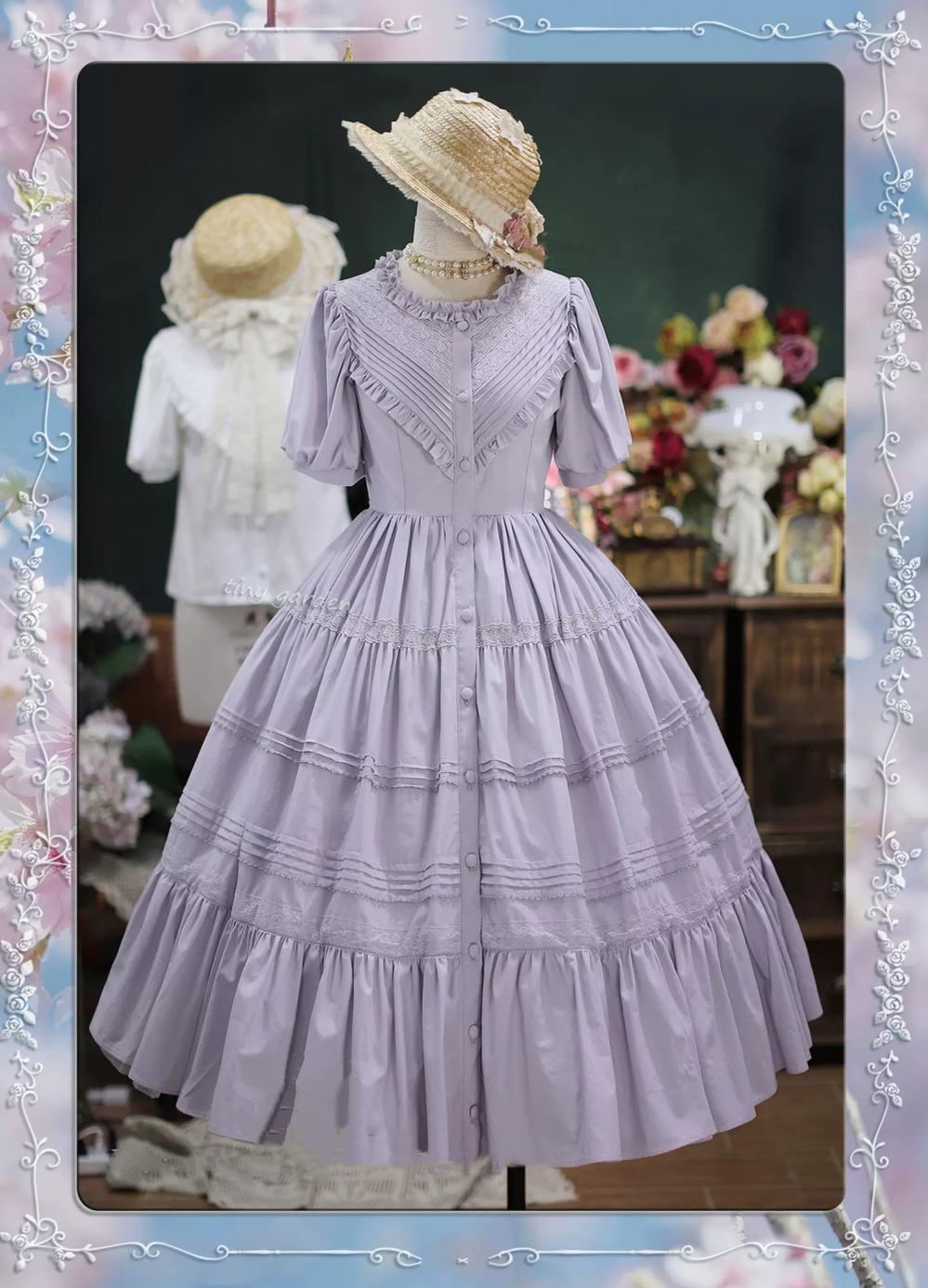 Tiny garden - Elegant Lolita Short Sleeve OP Multicolors S purple