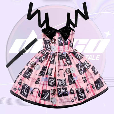 (BFM)Royal Fairy Tale~Daily Lolita JSK Dress Disco Print Dress Sweet Cool JSK Size 0 (S-M) Pink print 