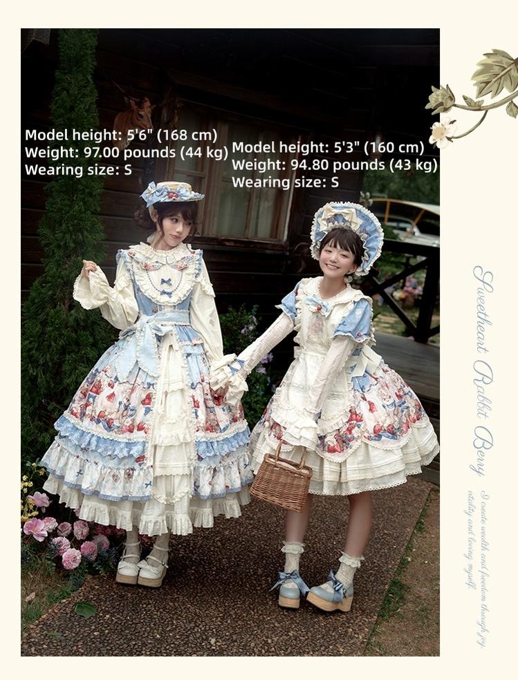 Honey Machine - Sweetheart Rabbit Berry - Country Lolita Ivory Blouse, Underskirt & Apron 44138:796237