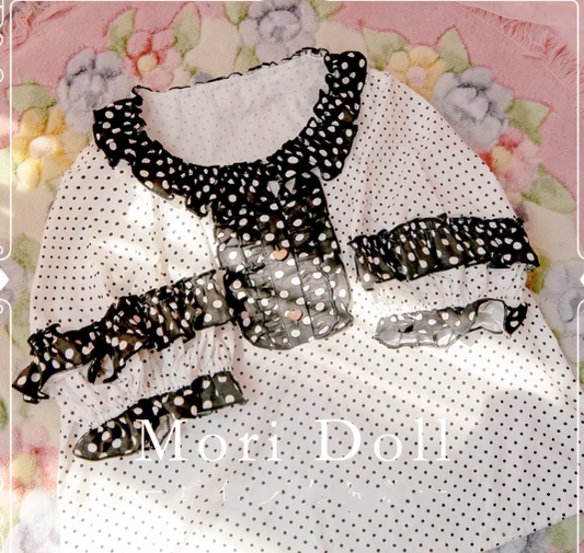 Mori Doll - Strawberry Jam - Sweet Dot Print Short Sleeve Shirt Multicolors M black( a type)