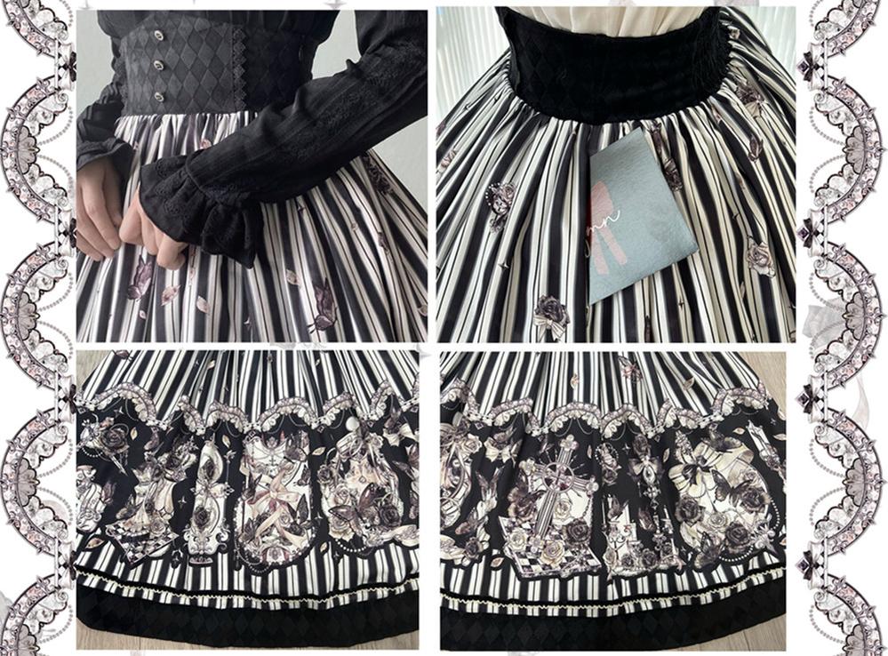 (Buyforme)Little Bear~Gothic Lolita Black and White Striped JSK Set 21350:301650