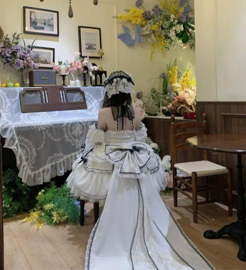 Daydream Whisper - Layered Poem - Wedding Sweet Plus Size Lolita JSK Dress Set 44159:797641