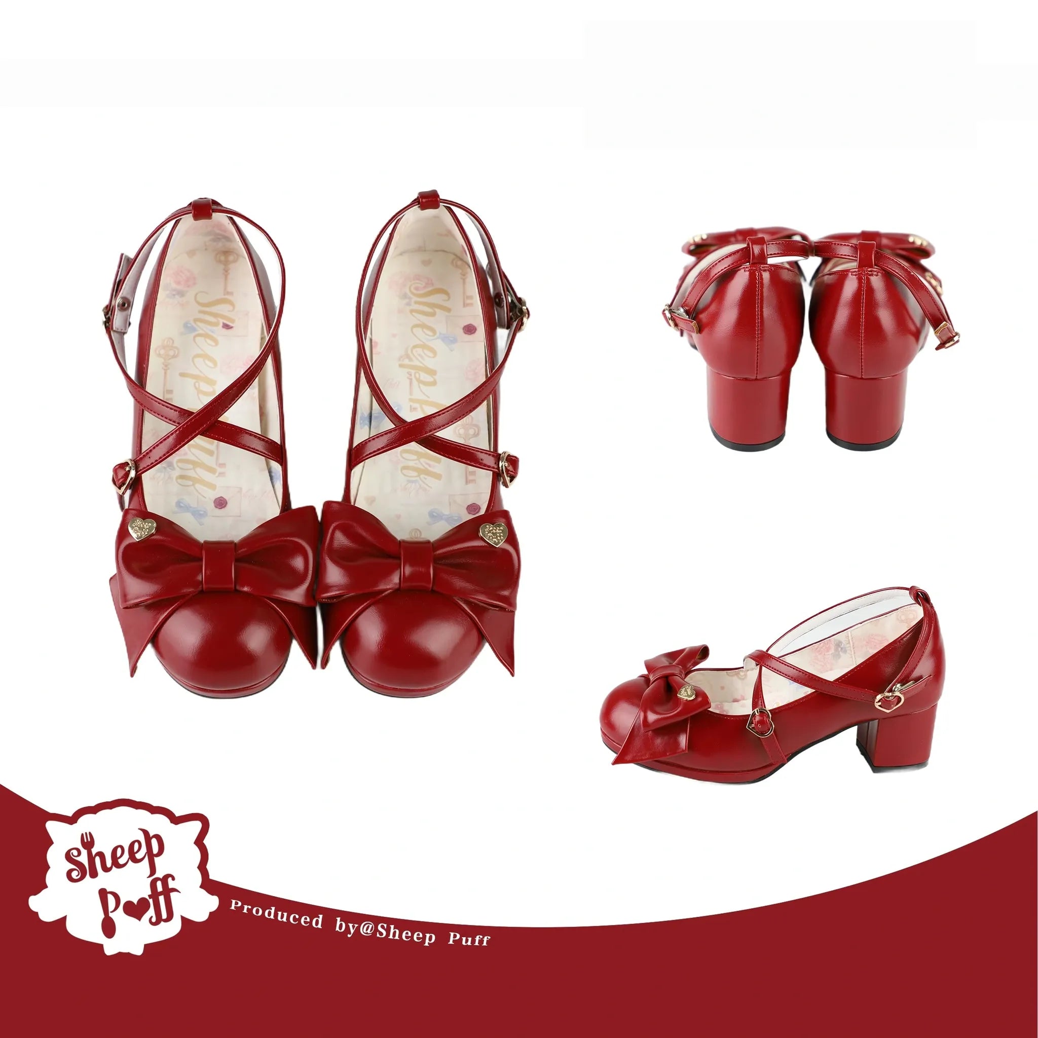 Miss Fondant - Sweet Lolita Cross Strap Shoes, Low & Mid Heels (35 36 37 38 39 40) 45678:858924