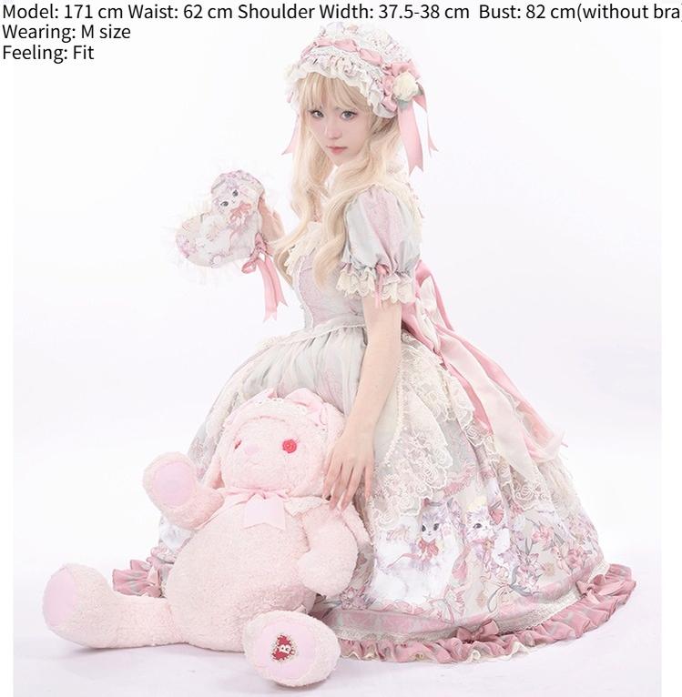Bolero~Liliana Cat~Sweet Lolita Gorgeous OP Dress with Soft Lace & Organza