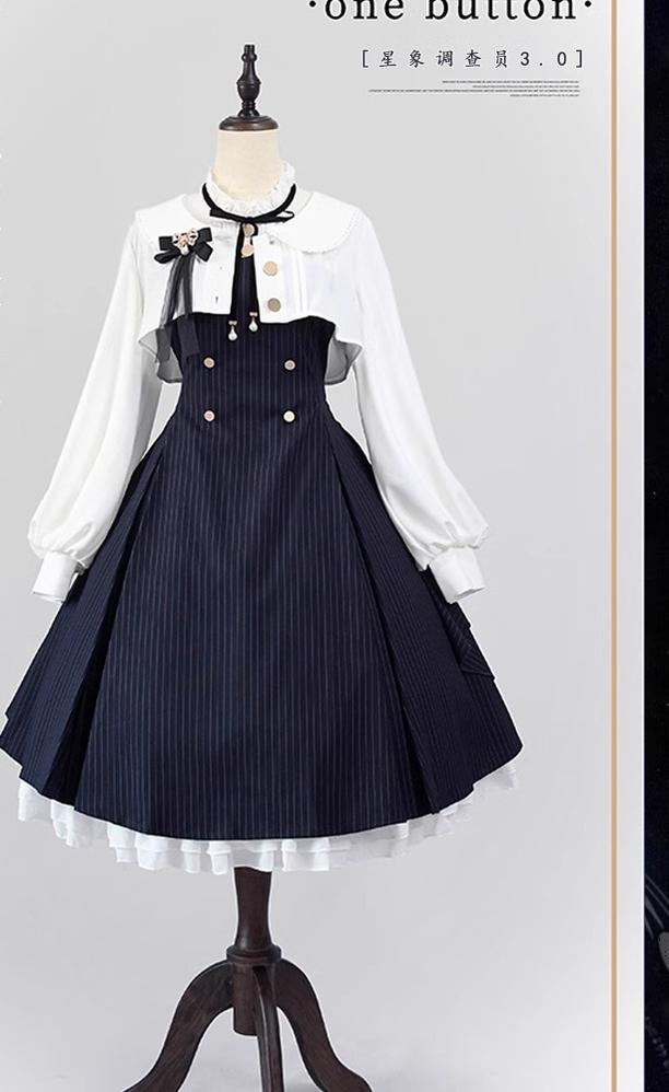 One Button~3.0 Star Astrologer~Classic Lolita JSK Stripe Eight-panel Lolita Skirt