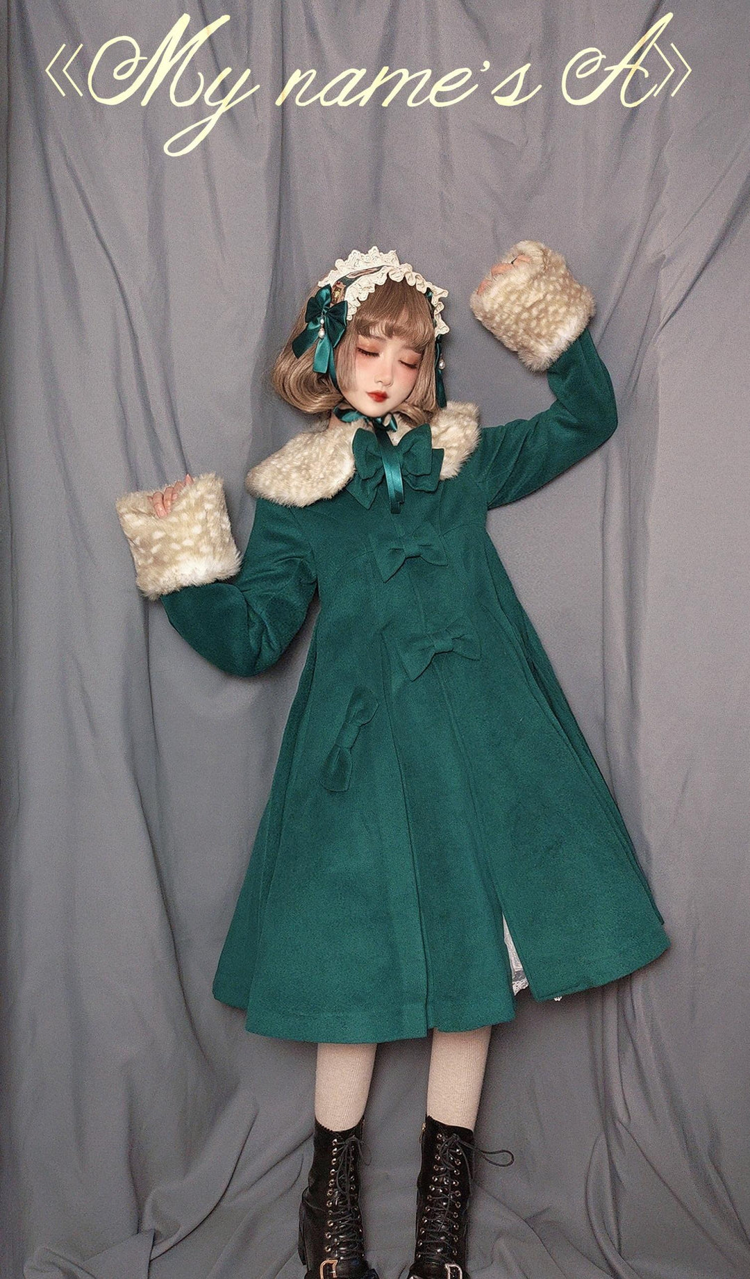 Unideer~Winter Lolita Coat Wool Bow Overcoat