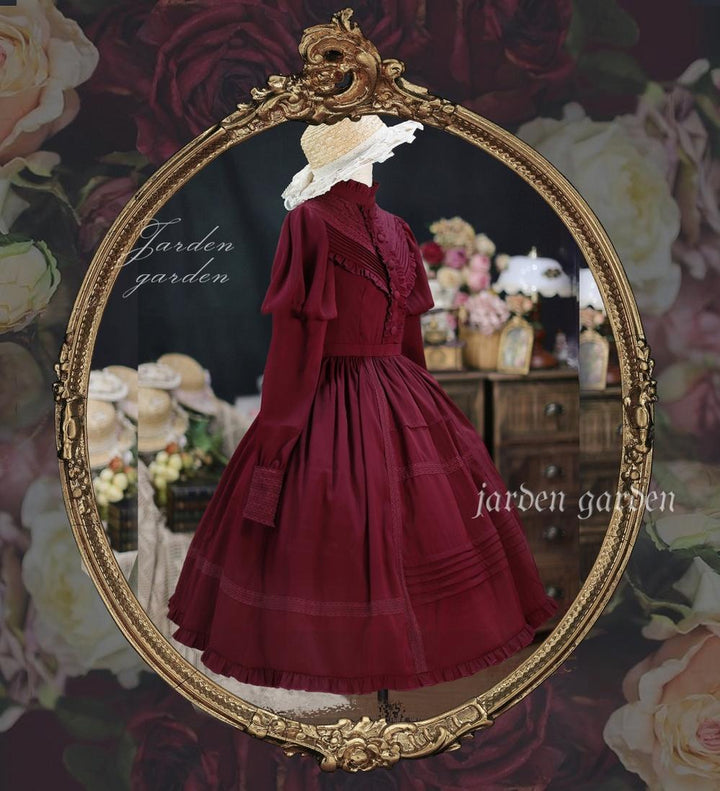 Tiny Garden~The Black Forest~Classic Lolita Stand Collar Dress OP claret S 