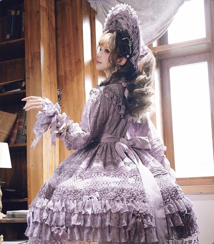 Forvever Purple - Purple Classic Lolita OP, Boning Corset 44357:806185