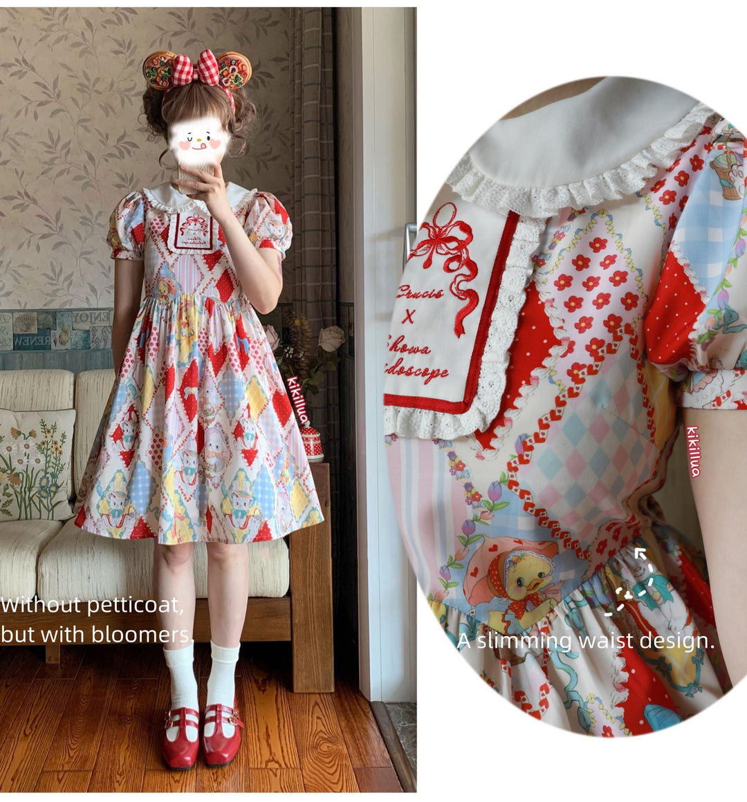 Southern Cross~Showa Kaleidoscope~Sweet Lolita OP SK and JSK with Rabbit Print 42127:727878