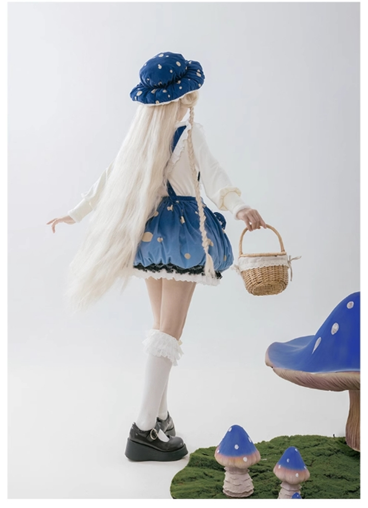 (BFM)With Puji~Blue Umbrella~Lolita Dress Suspenders Mushroom Set   