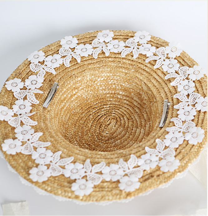 Xiaogui - Elegant Lolita Flower Bow Lace Sunhat