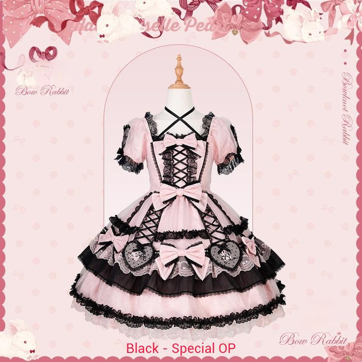 Mademoiselle Pearl~Bow Rabbit~IP Collab Sweet Lolita OP in Multiple Styles (L M S XL XS) 43054:764026