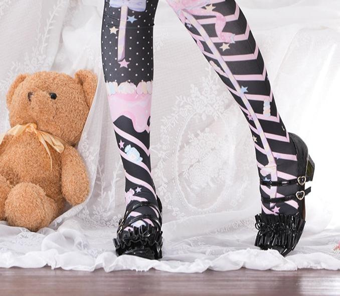 Roji roji - Fairy Kei Sweet Lolita Print Stockings