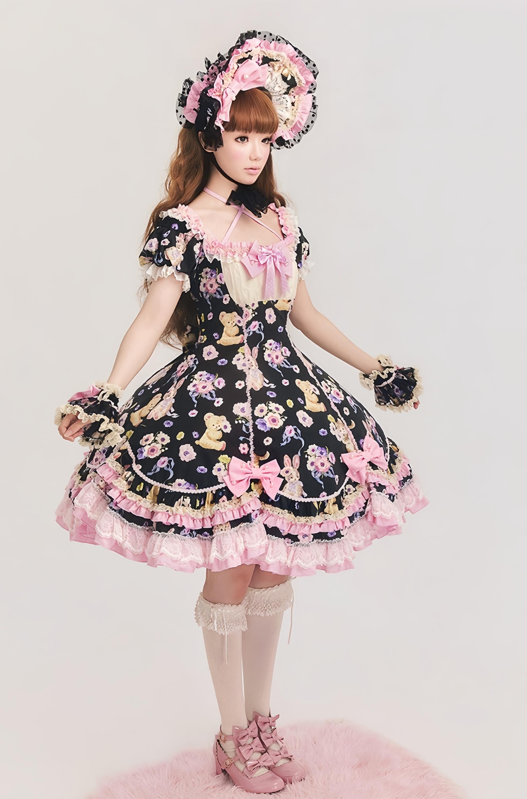 Be My Honey - Cotton Old School Lolita Panel Cut OP Dress, Halter Neckline 45713:860062