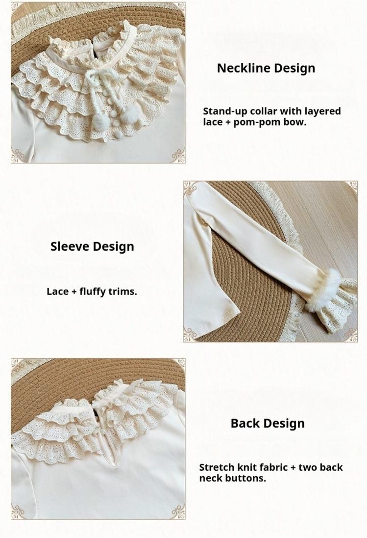 With PUJI - Frostfall - Winter Sweet Lolita Inner Wear, Layered Lace 44284:802113