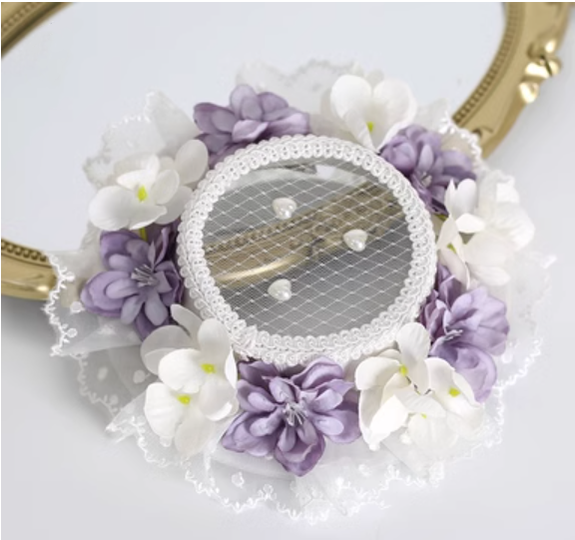 Xiaogui - Elegant Lolita Tea Party Multicolor Hat purple white Hat diameter 17cm with a clip
