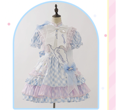 (BFM)Confession Balloon~Birthday Party~Kawaii Lolita Dress Cat and Dog Print Tiered Dress S Cinnamoroll print 
