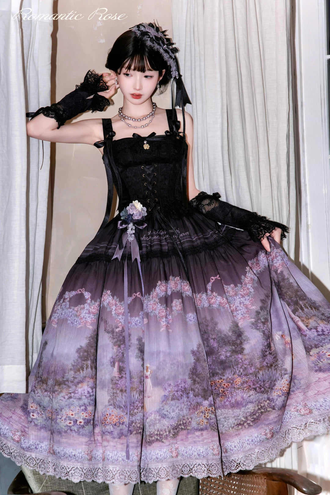 ZUOlanrichen~Romantic Rose~Classic Lolita Dress Set Printed JSK Skirt with Bodice 42157:729379