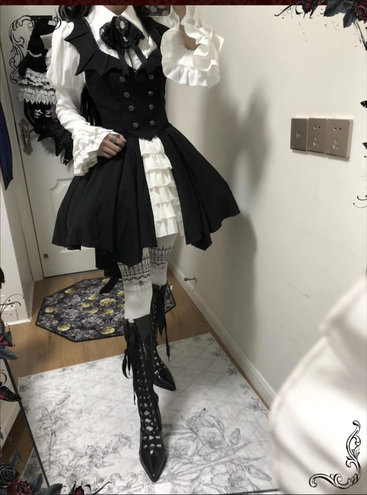 Bat Guardian - Halloween Gothic Lolita JSK Dress Set, Bat Wing Collar 46028:872916