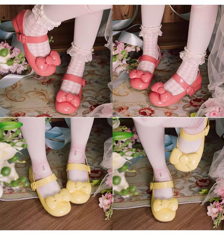 MODO - Showa Kaleidoscope - Kawaii Lolita Solid Shoes With Cute Round Toe and Bow