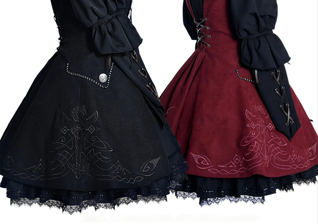 Wuyuzhe~Dragoon Knight 1.0 Version~Western Fantansy Style Suit Embroidery Dress Set Double-Sided Vest   