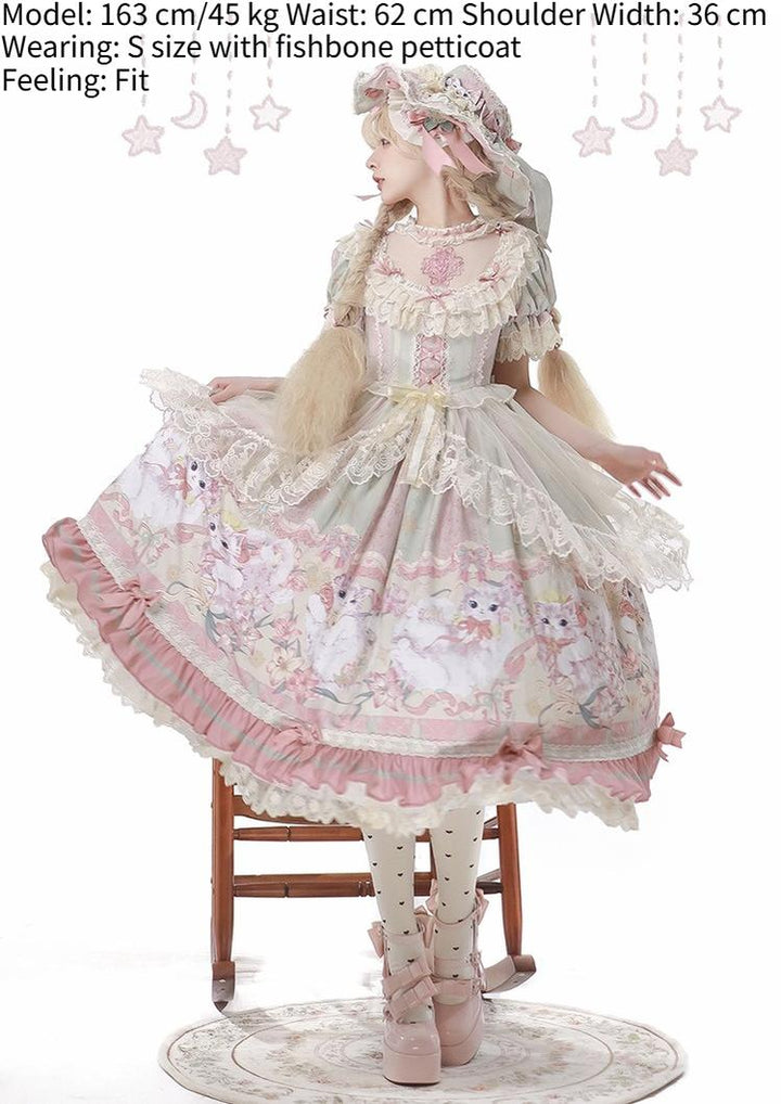 Bolero~Liliana Cat~Sweet Lolita Gorgeous OP Dress with Soft Lace & Organza