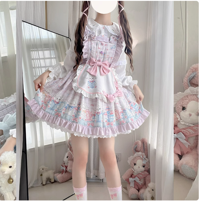Cinderella - Goat Baa Bedtime Story - SheepPrint Kawaii Lolita JSK (L S) 15516:776204