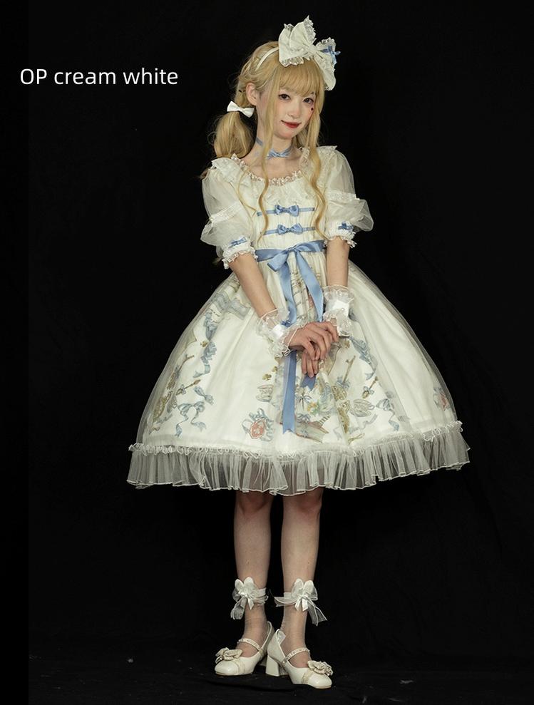 (BFM)Lemon Four~Dreaming of Alice Lolita Dress Lovely Dreamy Girl Princess Dress S OP only-cream white 