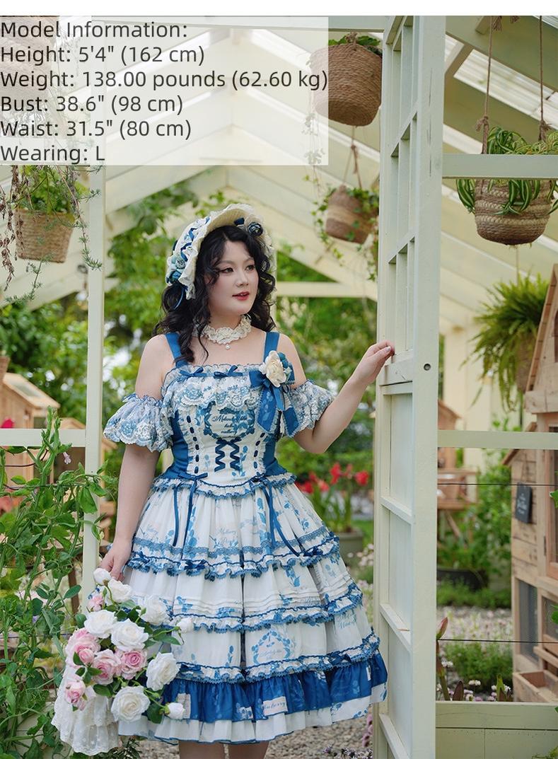 Mulberry Poetry Collection - Plus Size Lolita Printed Top & Skirt Set with Embroidery 45445:847512