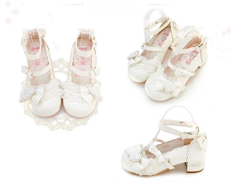 Aimee~Sakura~Sweet Lolita Heels Cute Mid-heel Mary Jane Shoes (White / 34 35 36 37 38 39 40 41) 40368:657650