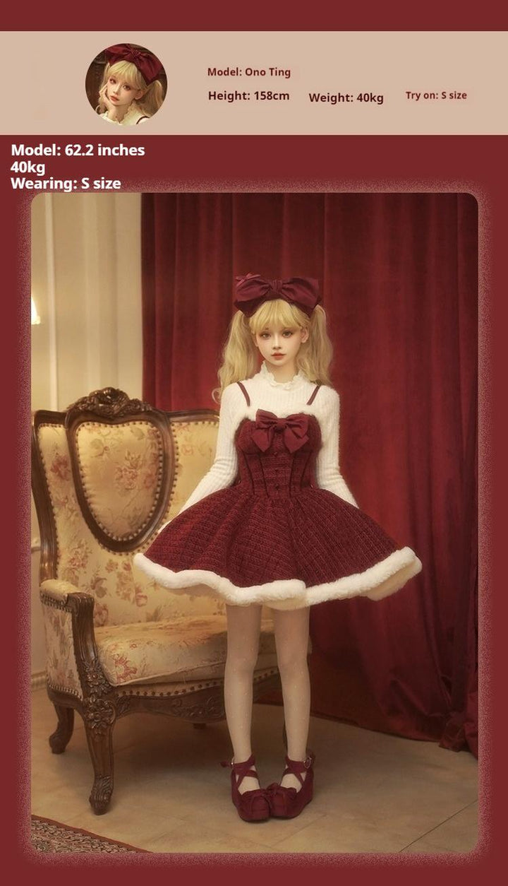 Tan Tuan~Winter Lolita Dress New Year Lolita JSK Plush Cape Set   