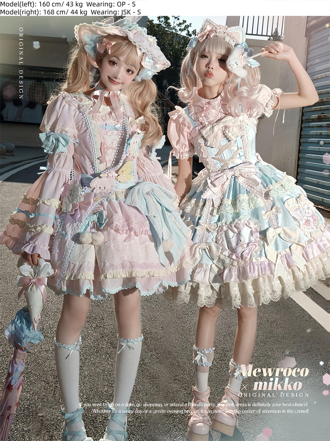 Mewroco~Sweet Lolita Dress Set Tiered JSK OP with Detachable sleeves