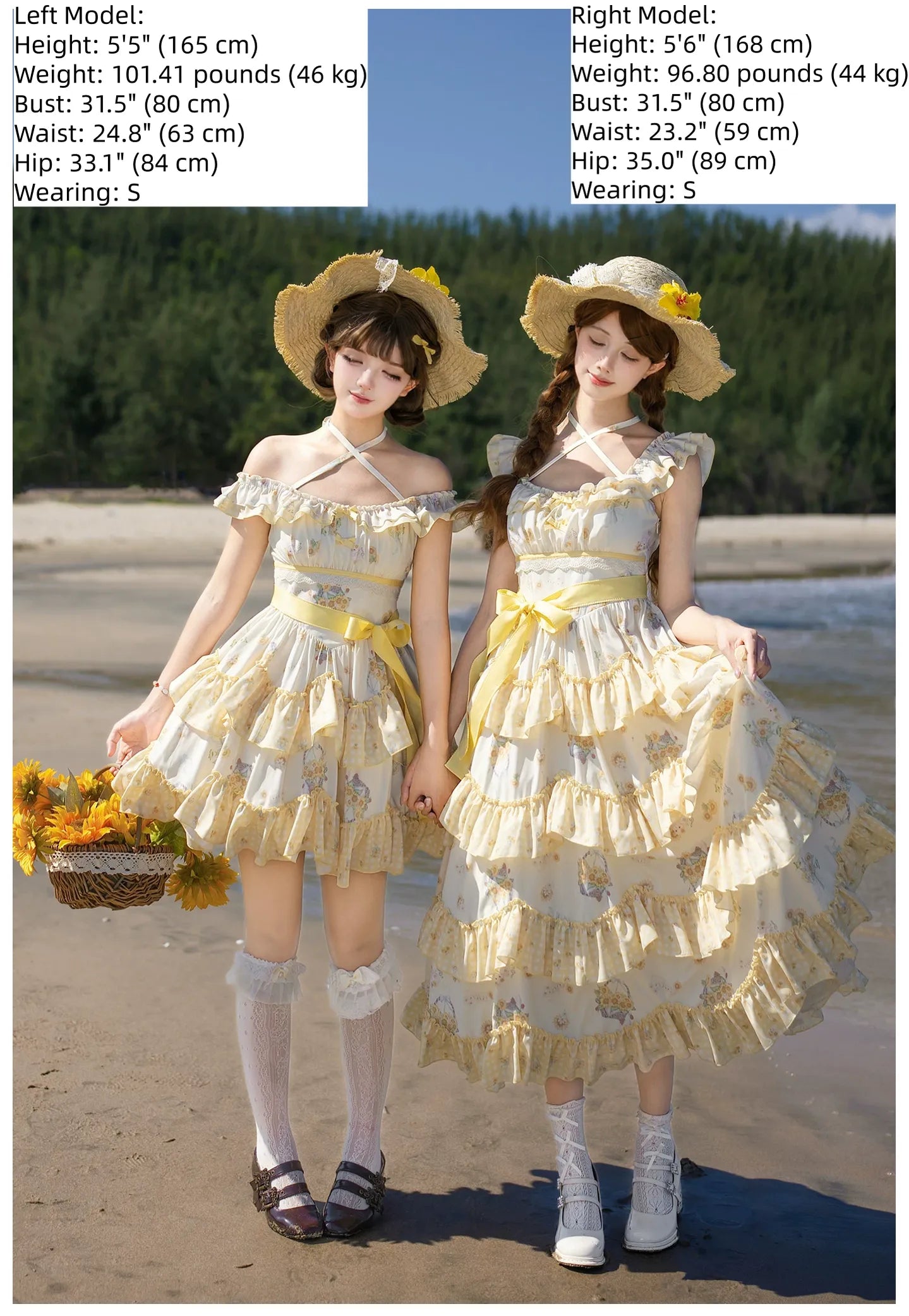Small Sunflower - Classic Lolita Sunflower Printed JSK Dress, Tiered Hem 45740:860920