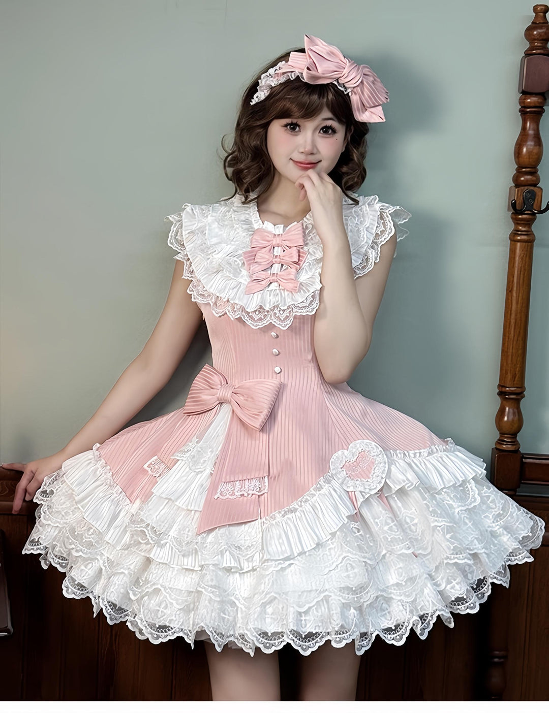 Alice Girl~Arrogant Miss~Sweet Lolita Jumper Dress with Tiered Lace Skirt