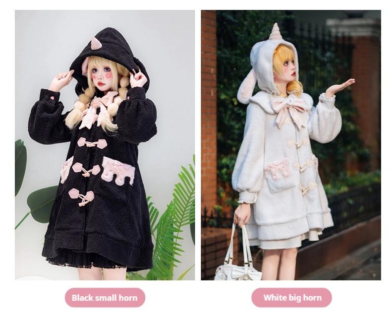 Forest Fluorescent Carps~Sweet Lolita Winter Coat Unicorn and Rabbit Ear Coat