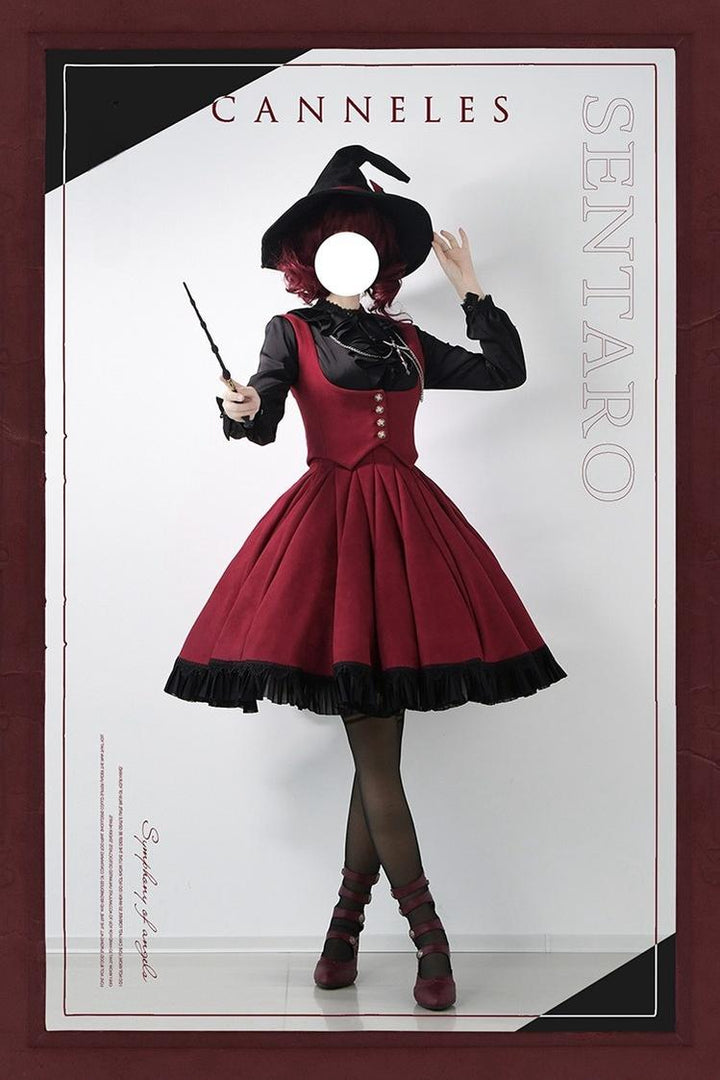 Sentaro~Canneles Elegant Classic High Waist Lolita Skirt (L M S XL / burgundy) 4136:701576