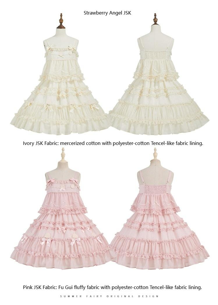 Summer Fairy~Strawberry Angel~Sweet Lolita JSK Suit Tiered Ruffle Dress Set 42065:728340