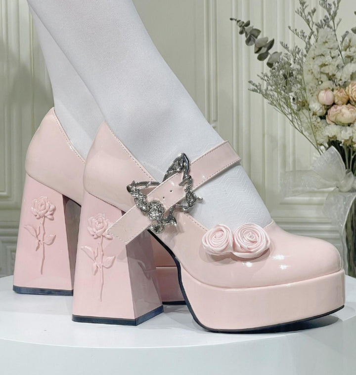 Dreamland~Cyclic Wonders~Elegant Lolita High Platform Shoes with Butterfly and Rose Details