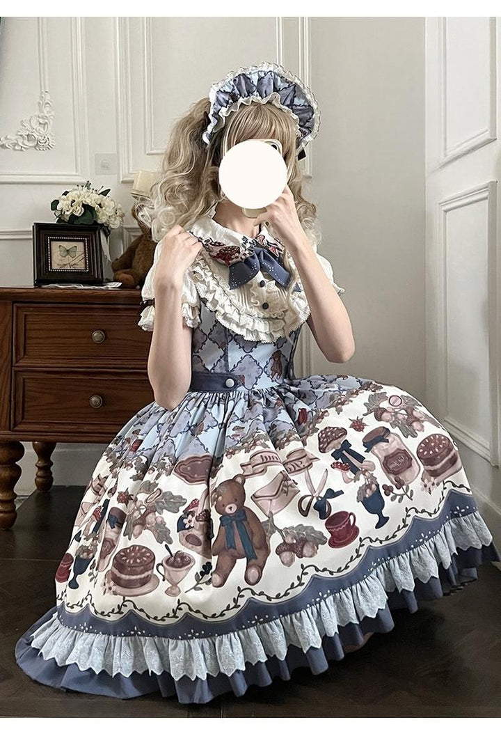Spireme Cat - Hazelnut Bear - Kawaii Lolita Dress, Bear & Dessert Print
