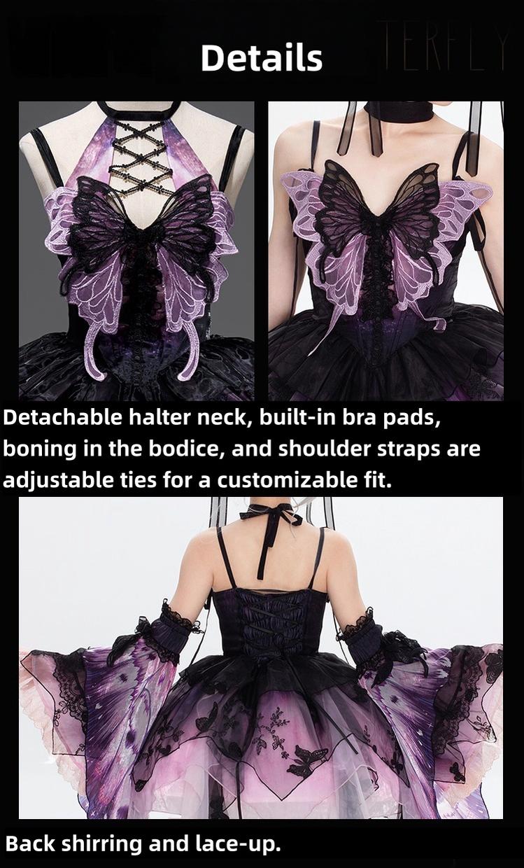 Urtto - Dead Leaf Butterfly - Chiffon Gothic Lolita JSK, Irregular Tiered Skirt 44352:804281
