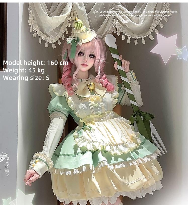 Sakurahime~Berry Bubble~Kawaii Lolita OP Tiered Ruffles Apron Lolita Dress