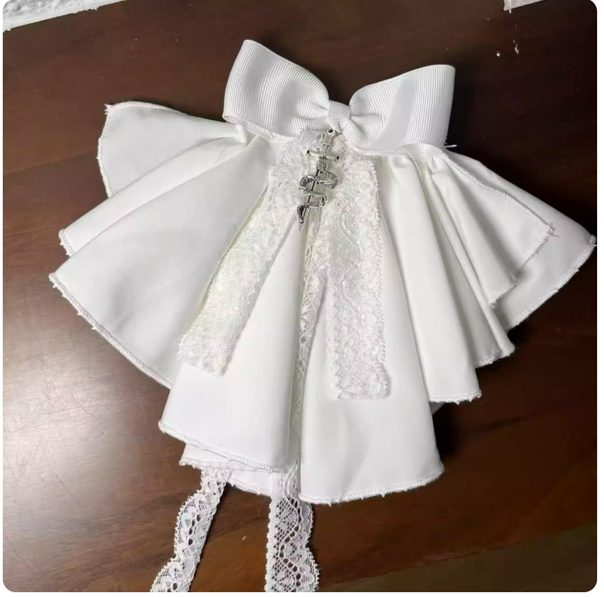 Twilight Song - Trace Bone - Black Gothic Lolita SK & Waist Cincher White Collar Flower (one size / choose M) XS