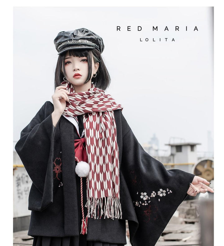 Red Maria~Wa Lolita Coat Red Embroidery Woolen Winter Coat 19690:580684