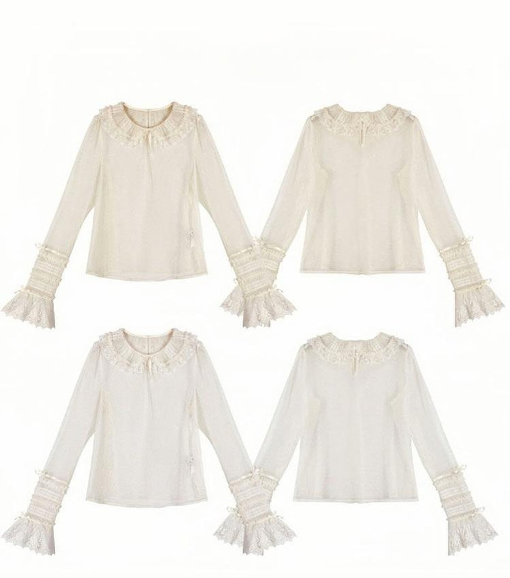 Nuit De Cellophane~Silent Wedding~Elegant Lolita Shirt Dot Mesh Lolita Blouse