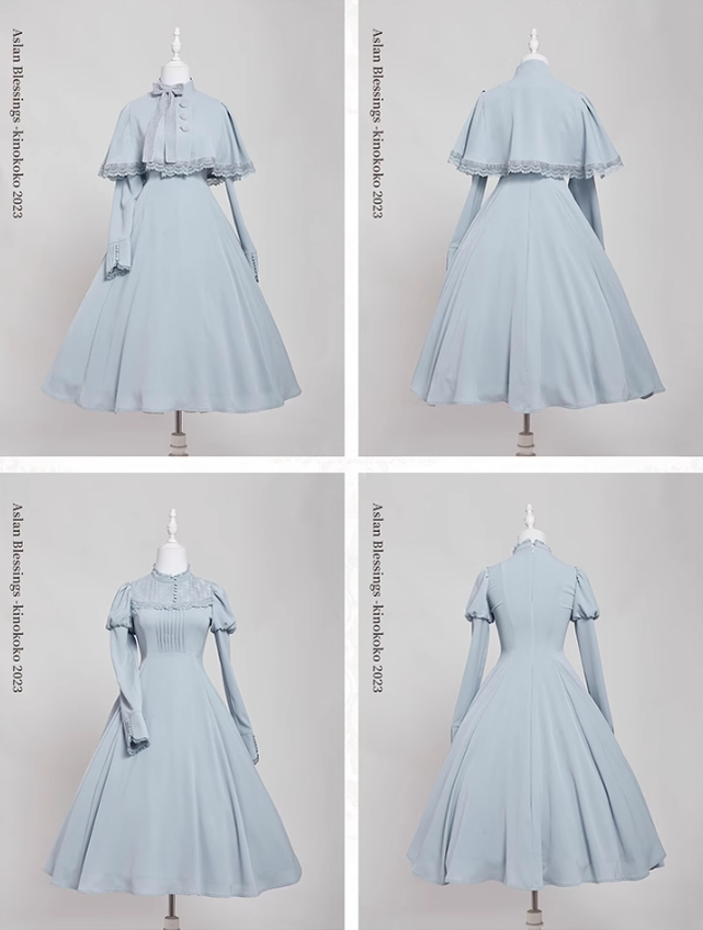 KINOKOKO~Aslan Blessings~Classic Lolita OP Seven-panel Slim Fit Dress with Cape 41988:721726