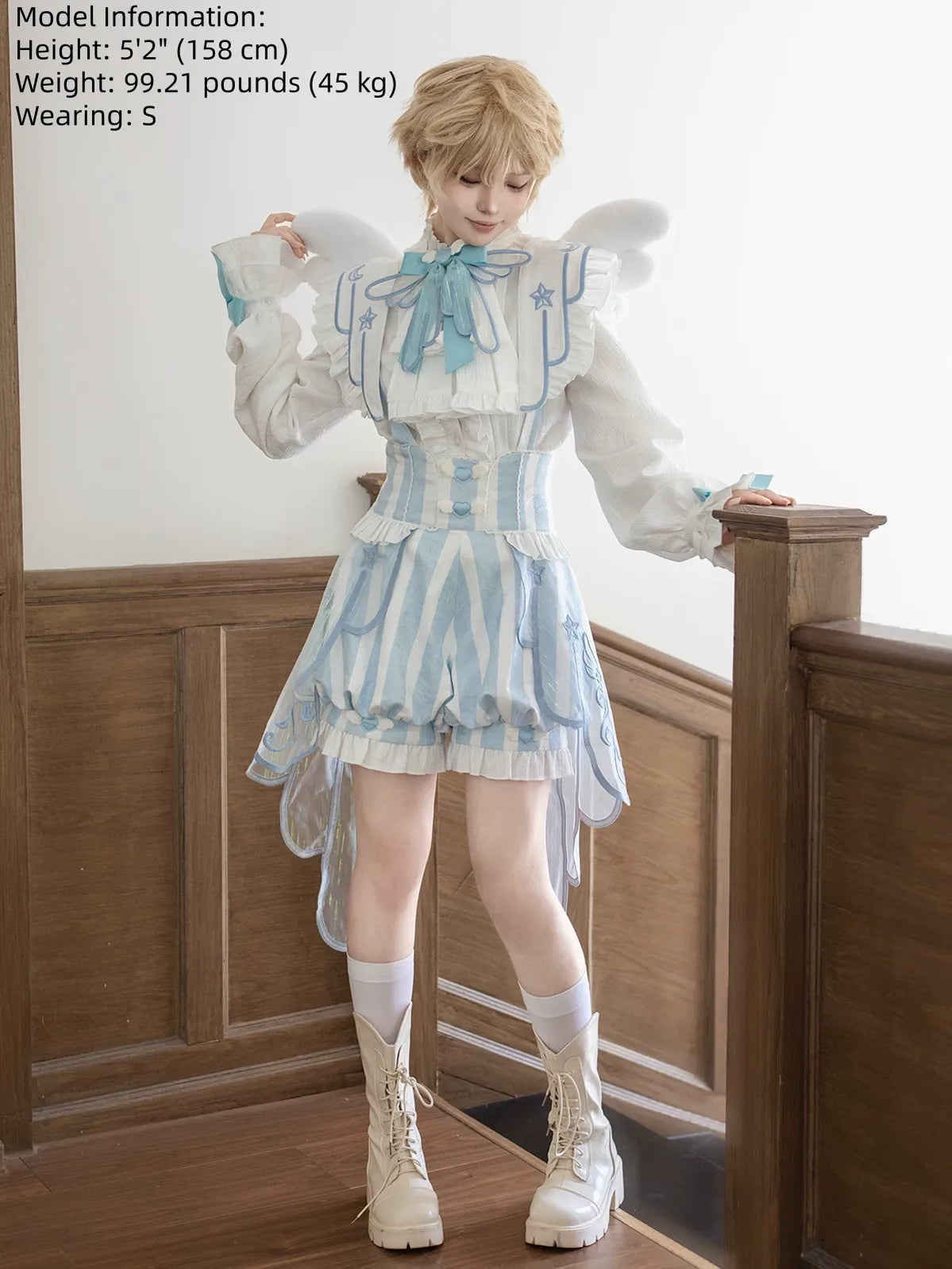 Angelic Covenant - Ouji Lolita Prince Outfit Set, Angel Wing Trailing 45761:861262