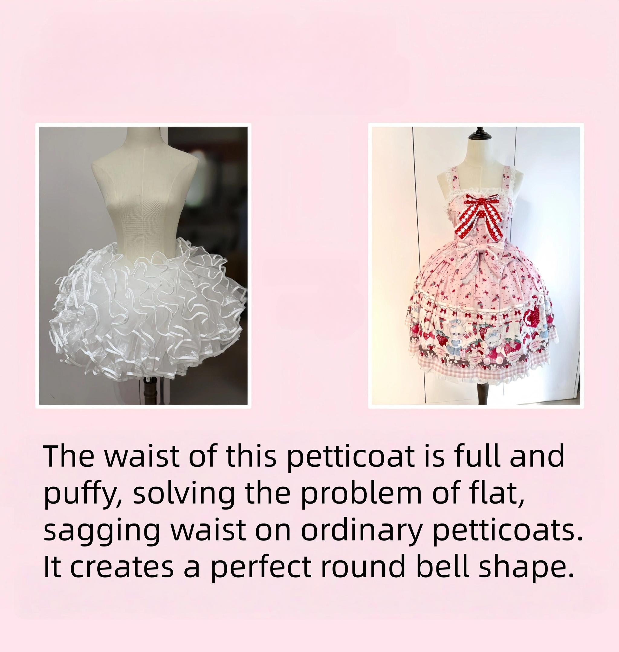 Tata Bath Puff - Bell-Shaped Super Puffy Lolita Petticoat, Adjustable Waist