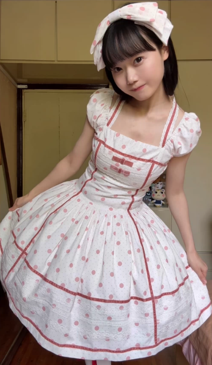 Polka Dot Birdcage - Old School Lolita Polka Dot OP Dress with Halter Neck Pink KC Only (one size / choose M) S Pre Order