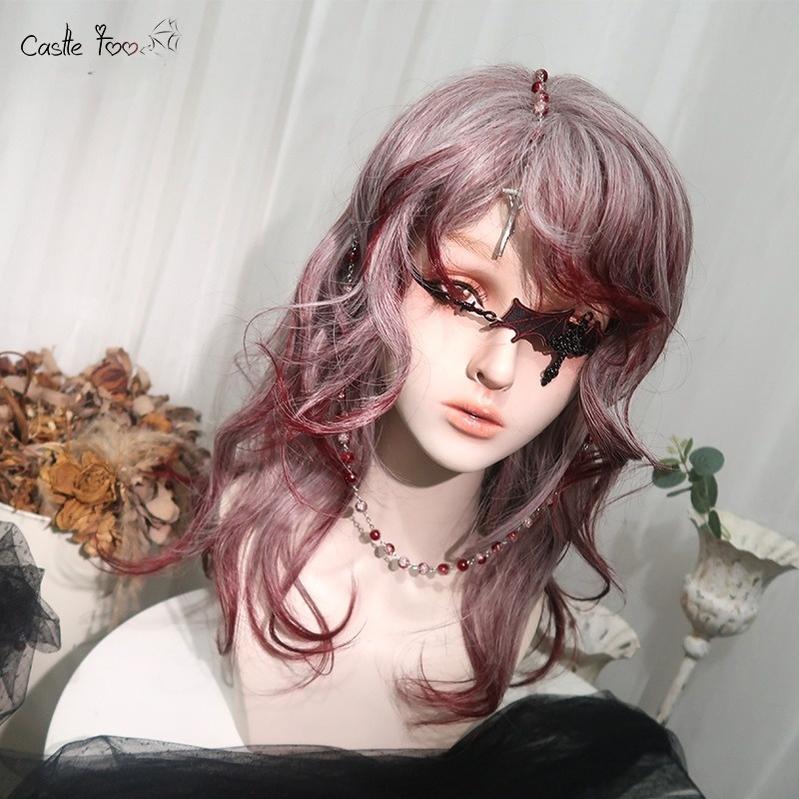 CastleToo~Moonlit Blooms~Gothic Lolita Wig Gradient Wine Red Texturizing Lolita Wig   