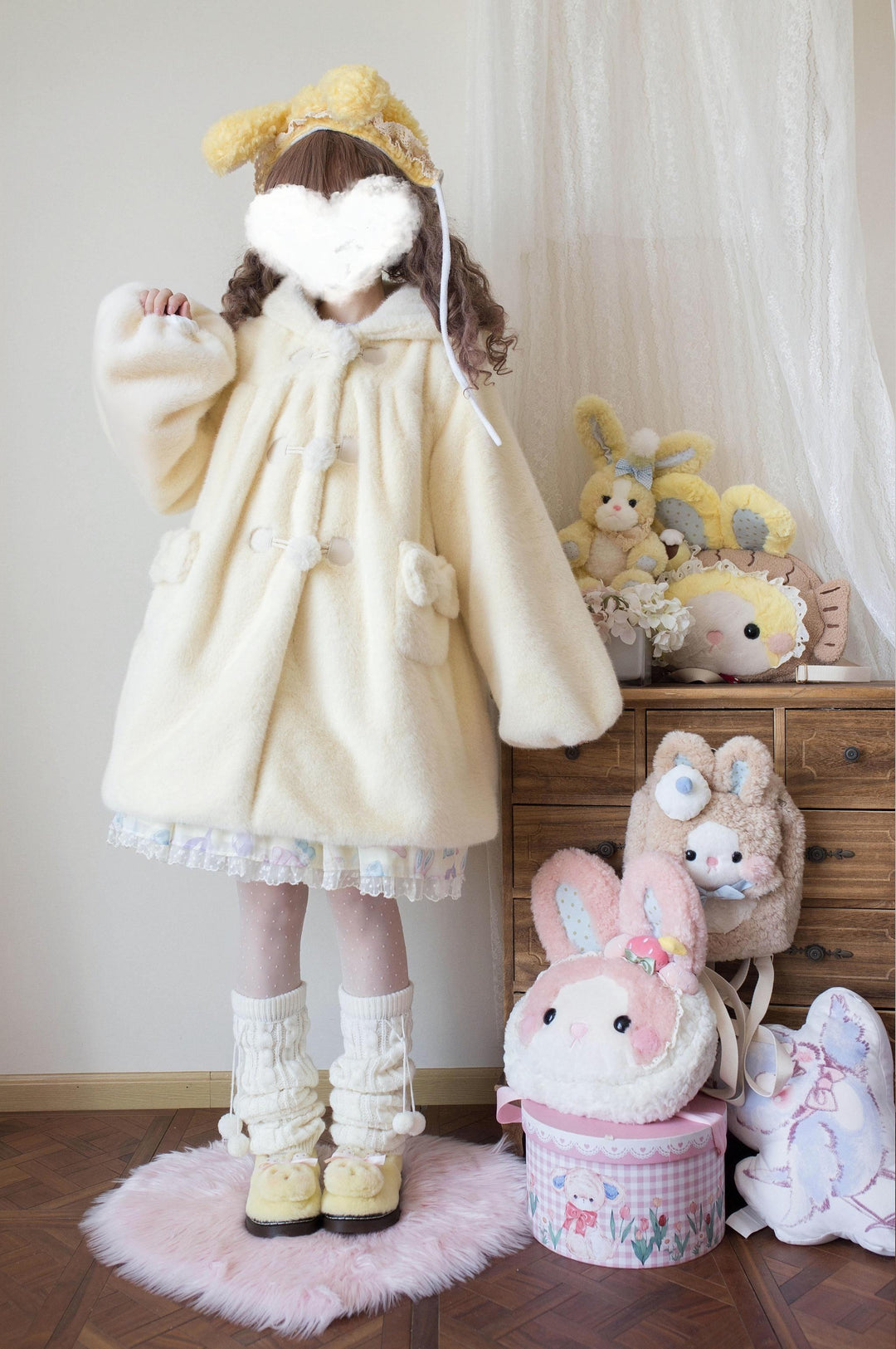 MIST~Cream Cheese~Winter Kawaii Lolita Overcoat Thickened Hooded Loose Outwear